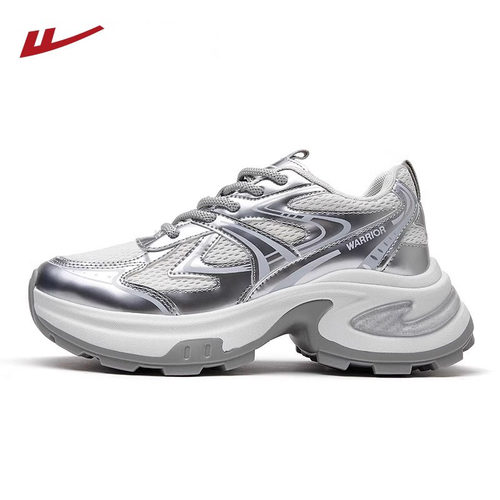 回力银色老爹鞋女款2025秋季新款百搭厚底小个子女鞋休闲运动鞋子 - 图3