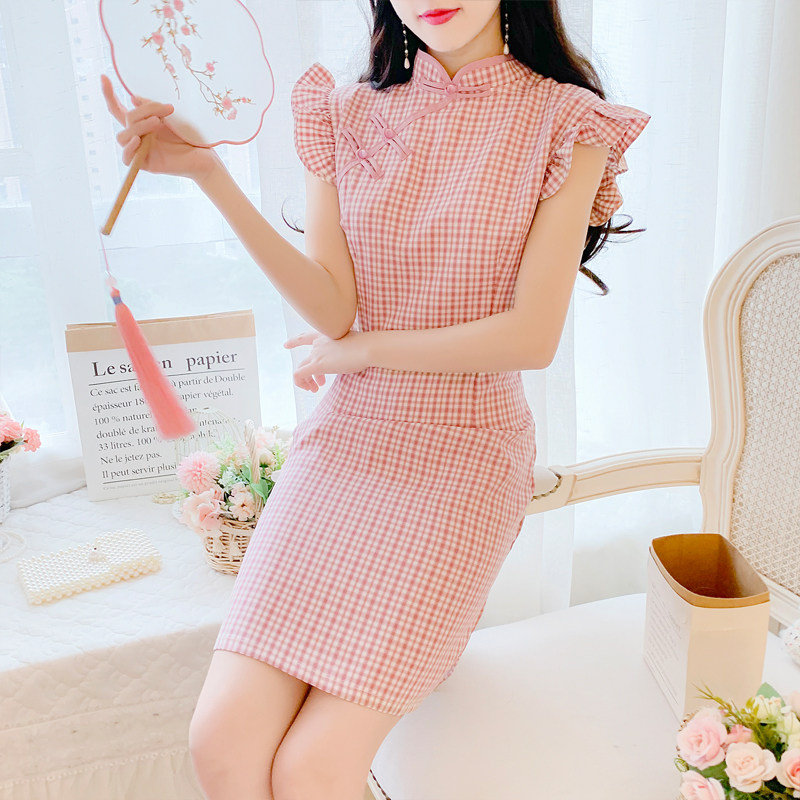 2020年新款小清新改良绿色连衣裙 伦爱弗旗袍