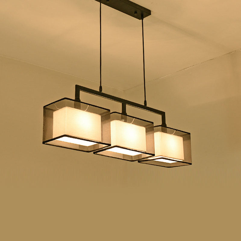 新中式吊灯长方形现代简约餐桌饭厅灯中国风复古吧台餐厅led灯具,淘宝优惠券,粉丝福利购,淘宝优惠卷