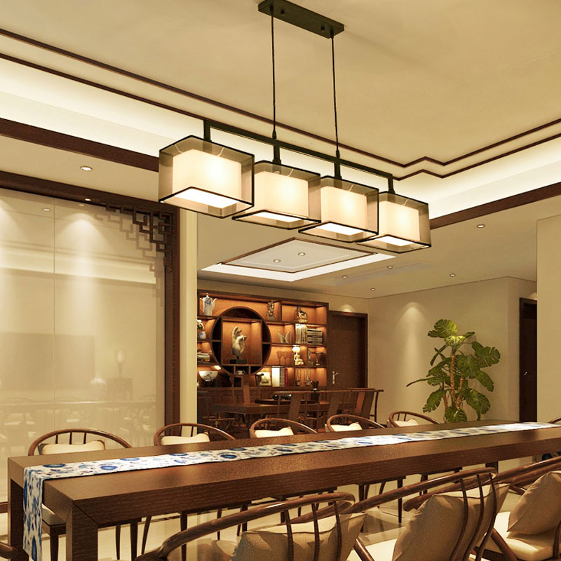 新中式吊灯长方形现代简约餐桌饭厅灯中国风复古吧台餐厅led灯具,淘宝优惠券,粉丝福利购,淘宝优惠卷