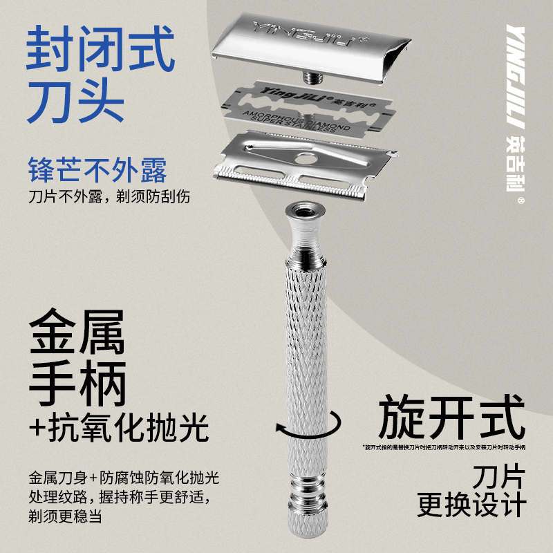 English old-fashioned double-sided retro classic beard knife