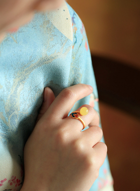 小银匠古法金轻奢精致开口戒指