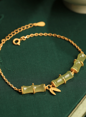 原创天然和田玉竹节手链