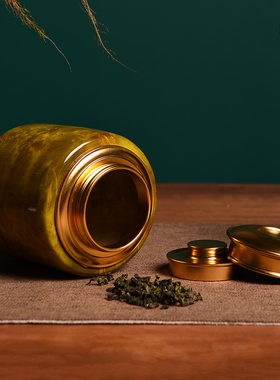 复古风便携茶叶筒密封带盖黄金樟