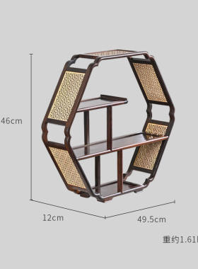 天纵大红酸枝嵌黄杨木六角茶边柜
