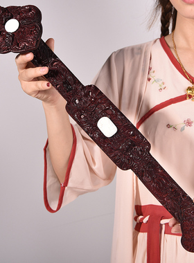 赞比亚血檀50cm九龙红木玻璃罩