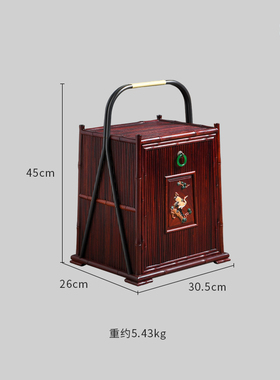 天纵小叶紫檀松鹤延年手提箱