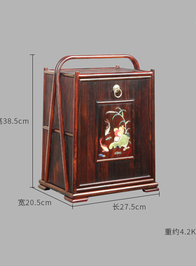 大红酸枝手提箱实木百宝嵌