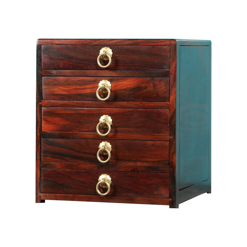 天纵老挝大红酸枝五抽茶叶收纳柜红木中式普洱茶盒实木桌面收纳盒,淘宝优惠券,粉丝福利购,淘宝优惠卷