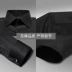 Ai Fans House Mercerized Cotton Black Shirt Áo dài nam Hàn Quốc Slim Black Pháp Cufflinks Áo sơ mi Áo sơ mi tay áo - Áo