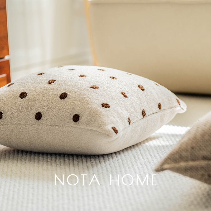卡其色波点抱枕套中古风抱枕酒店软装靠垫新家客厅沙发奶油风腰枕 - 图1