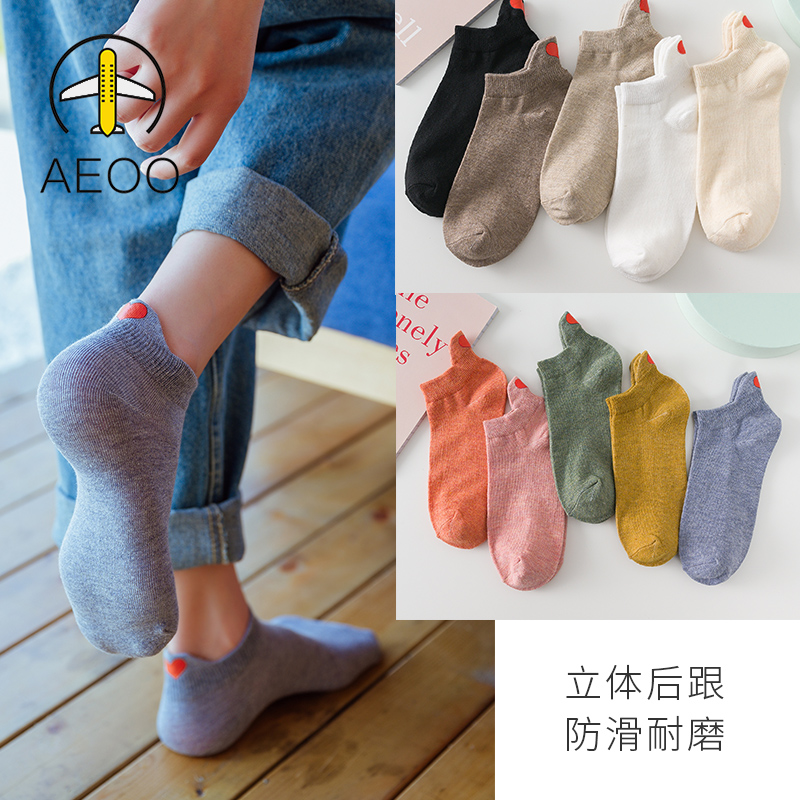 艾依欧旗舰店aeoo船袜少女短浅口可爱日系棉袜春夏ins潮薄款透气卡通网红袜子2