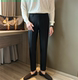 Korean style light mature slim fit black all-match no-iron trousers business men's casual simple commuting trendy men's solid color trousers