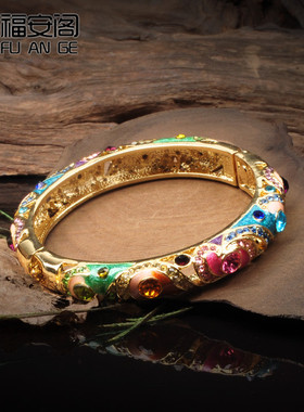 景泰蓝水钻镂空圣诞节礼物手环