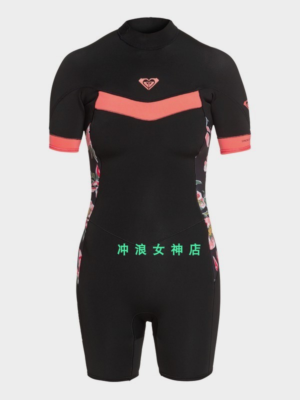 新品Roxy 2mm短袖半身冲浪防寒服湿衣潜水服背后拉链女Springsuit-图2