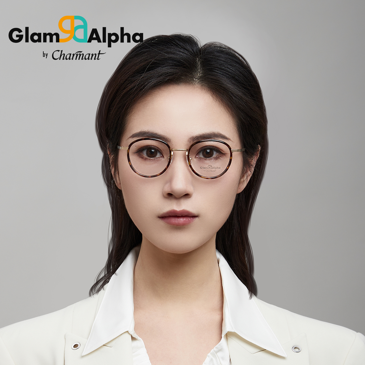CHARMANT夏蒙眼镜框男女复古圆框潮流时尚眼镜可配近视镜GA38103