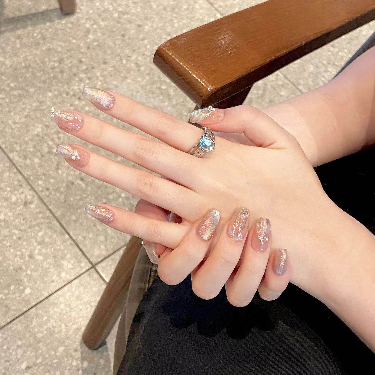 人鱼微梦 纯手工穿戴甲轻奢高感端满钻超短闪好美甲显白ins风,淘宝优惠券,粉丝福利购,淘宝优惠卷