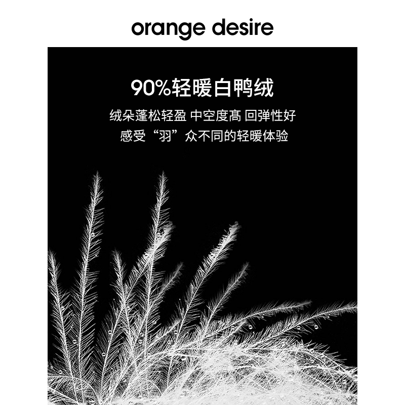 orange desire长款轻薄羽绒服女2022冬季新款白鸭绒棉服外套加厚