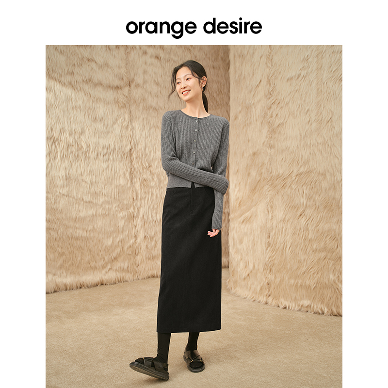 【woolab系列】orange desire羊绒圆领针织开衫女2024春季新款 - 图2