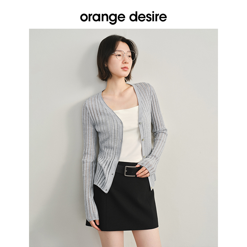 【O+防晒套装-立减30】orange desire慵懒V领防晒针织开衫2024夏 - 图2