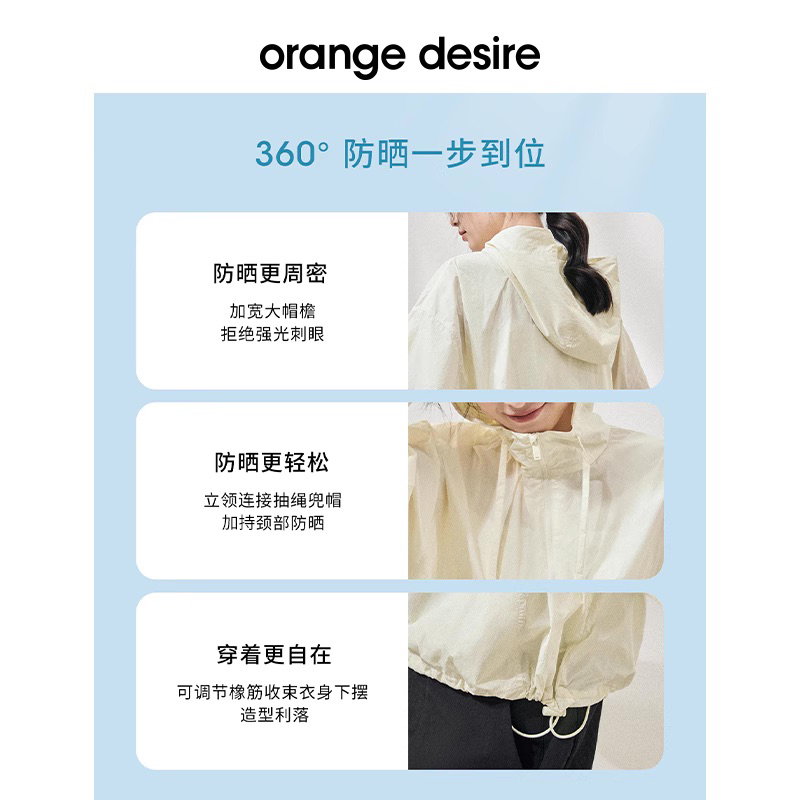 【O+防晒系列】orange desire百宝箱口袋防晒衣女2024新款大帽檐-图2