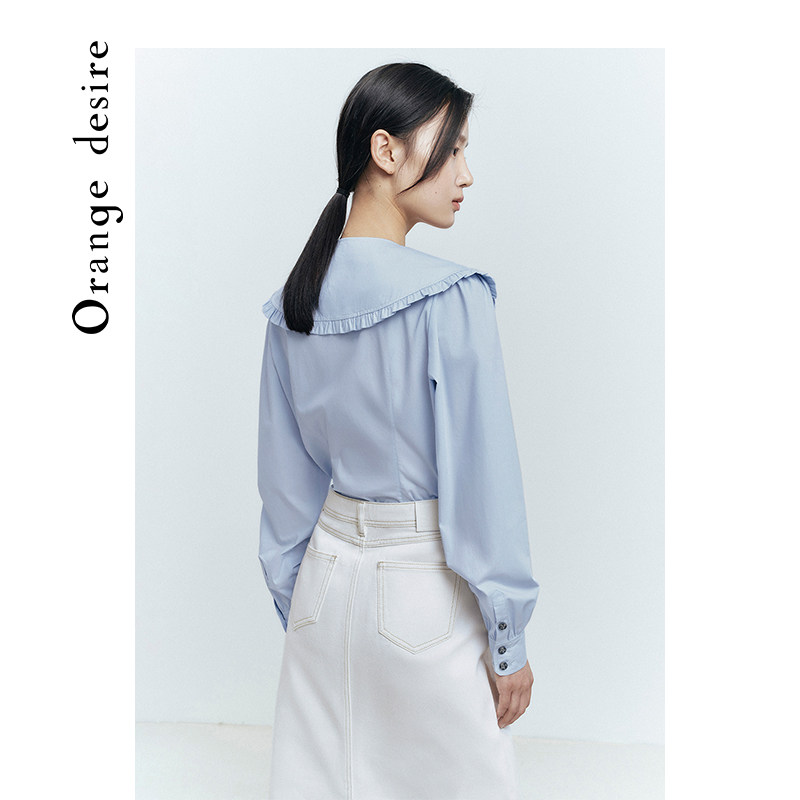 orange desire复古翻领女2022衬衫 orangedesire衬衫