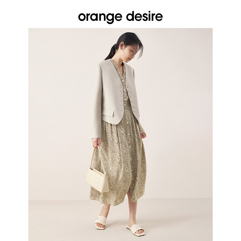 orange desire长袖豹纹雪纺裙子 orangedesire连衣裙