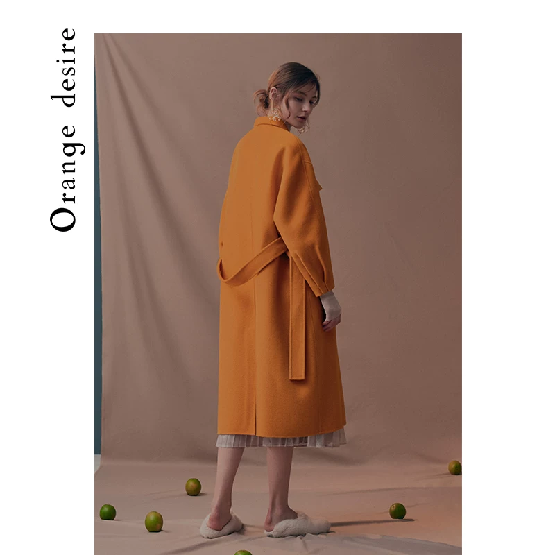 Orange Desire Woolen double-sided woolen coat, belt, jacket, 2020