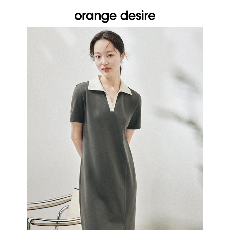 【黑白遐想系列】orange desire撞色Polo领连衣裙女秋季休闲裙子 - 图0