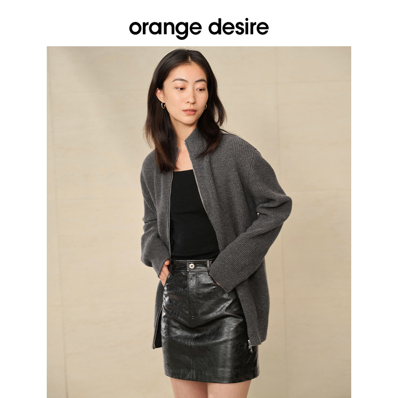 【限时直降】orange desire百搭半高领双开拉链毛衣针织衫女 - 图2