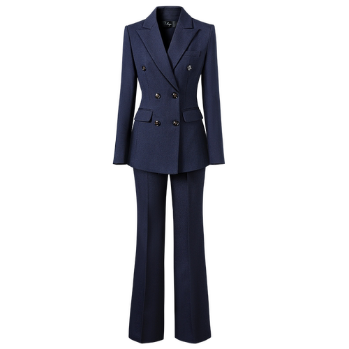 遥朵双排扣西装套装女春秋阔腿裤公务员面试正装销售职业装工作服 - 图3