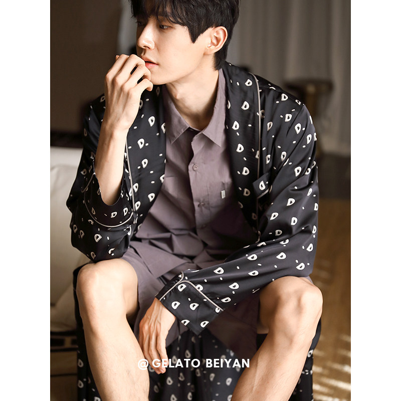 贝妍高级感睡衣男士春秋季柔软棉长袖晨袍浴袍宽松大码家居服睡袍,淘宝优惠券,粉丝福利购,淘宝优惠卷