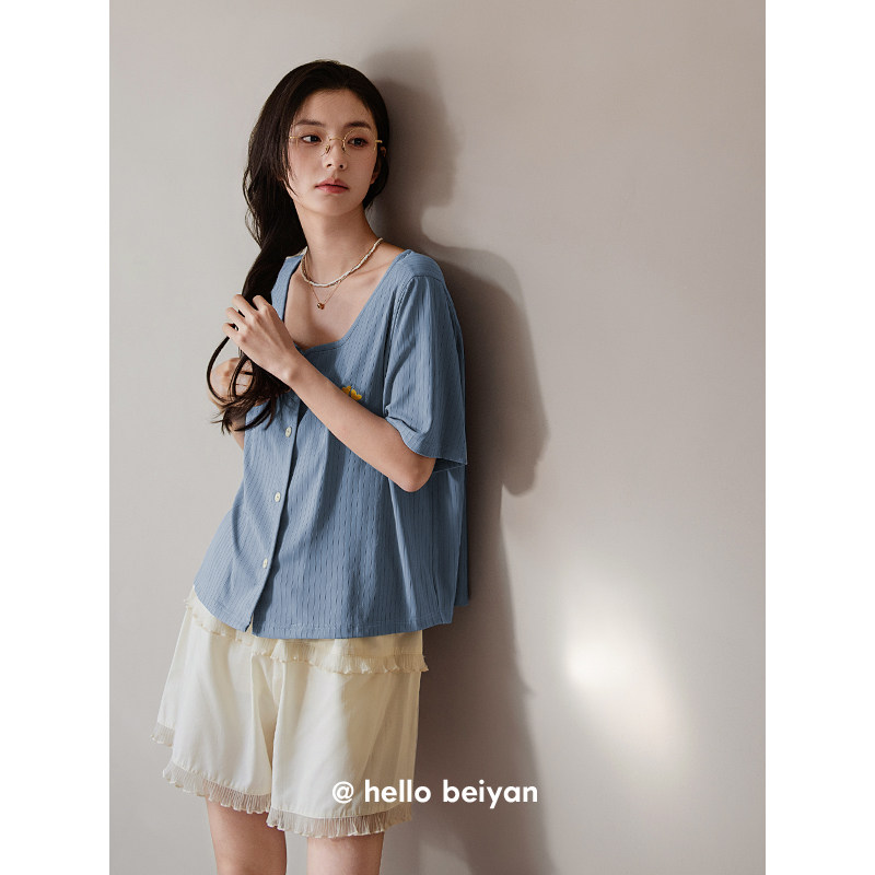 贝妍凉感莫代尔棉睡衣女夏季薄款短袖开衫家居服甜美少女大码套装,淘宝优惠券,粉丝福利购,淘宝优惠卷