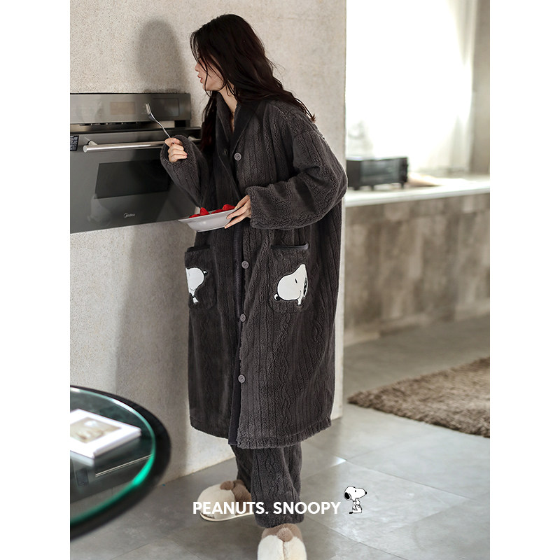 贝妍史努比冬季加绒睡袍珊瑚绒睡衣 贝妍睡衣/家居服套装