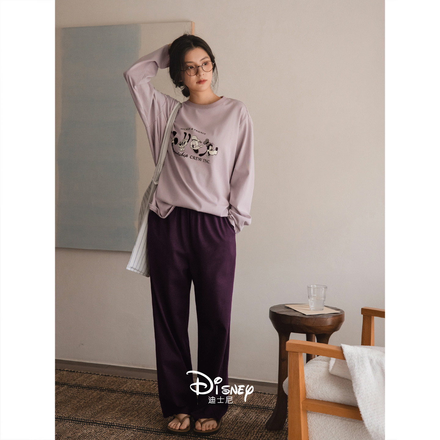 迪士尼睡衣女春秋新款圆领长袖柔软棉家居服可爱卡通减龄大码套装,淘宝优惠券,粉丝福利购,淘宝优惠卷