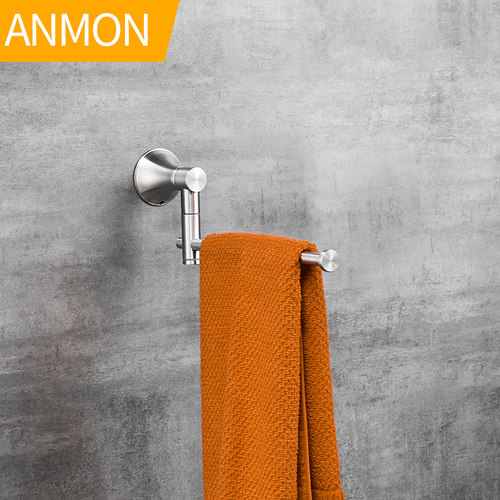 毛巾杆304不锈钢单杆厨房可旋转式免打孔浴室小毛巾环挂杆毛巾架 - 图1