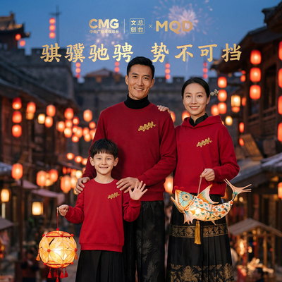 【春晚联名】MQD儿童红色卫衣2025马年新年男女同款拜年服亲子装