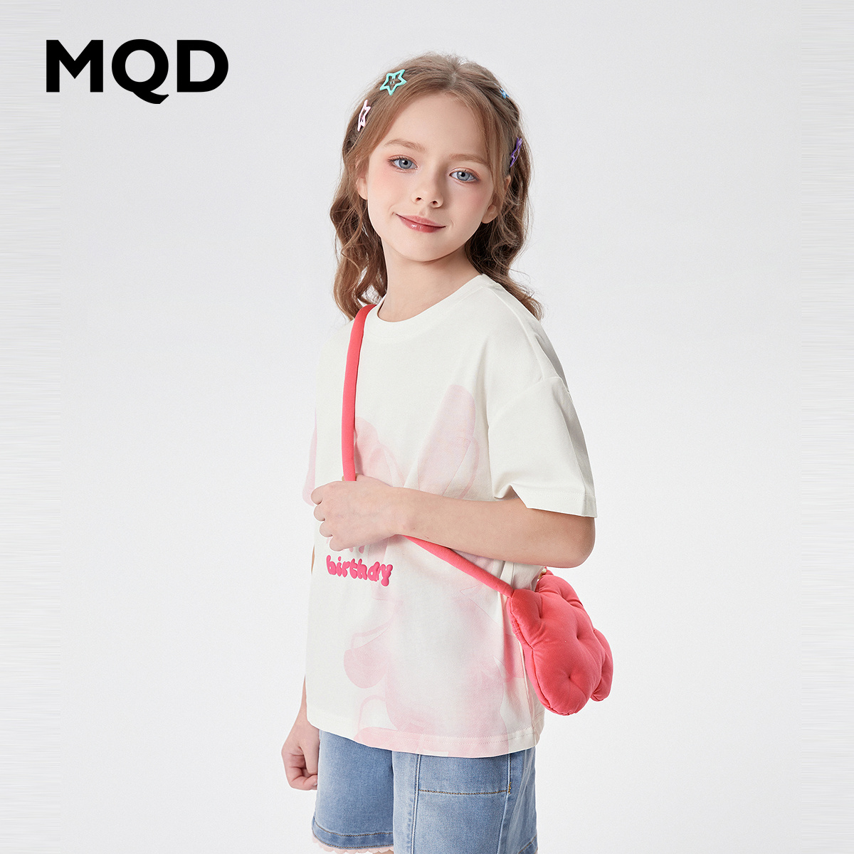 MQD童装呼吸T女童宽松短袖T恤24夏新款儿童渐变印花上衣吸湿速干-图0