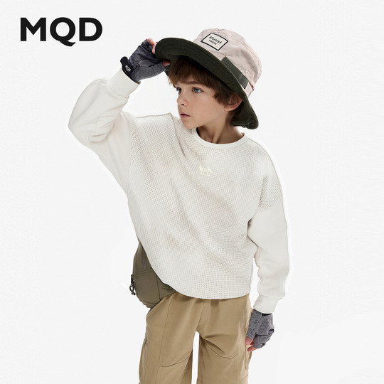 MQD детская одежда, толстовка с круглым вырезом для мальчиков, осень 2025, новый детский свободный топ с принтом