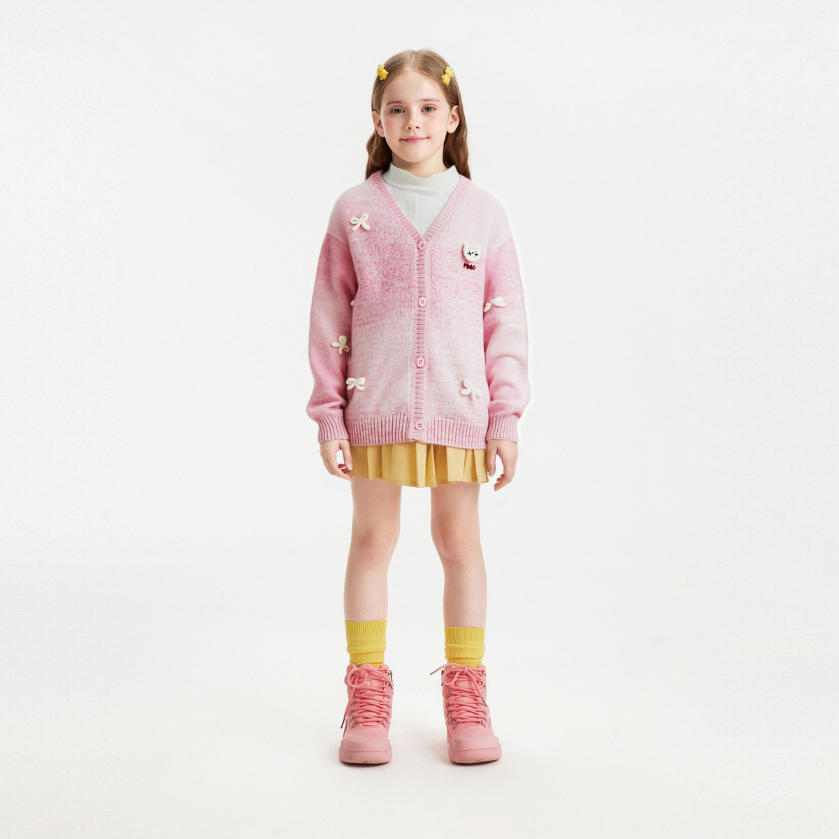 MQD童装女童渐变开衫毛衣2025秋季新款儿童韩版绣花宽松针织外套 - 图3