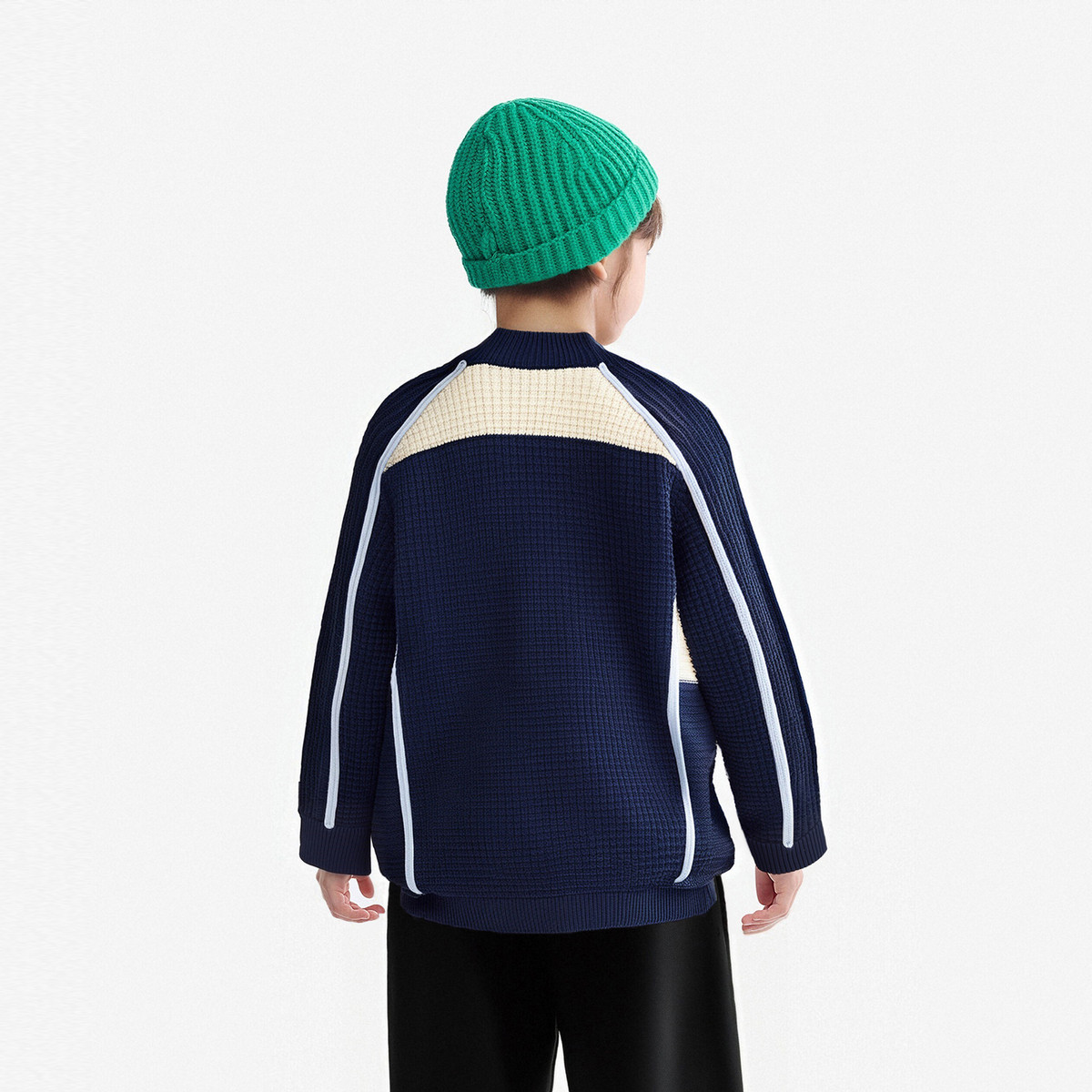 MQD童装男童半开襟毛衣2025秋季新款儿童韩版撞色提花针织衫,淘宝优惠券,粉丝福利购,淘宝优惠卷