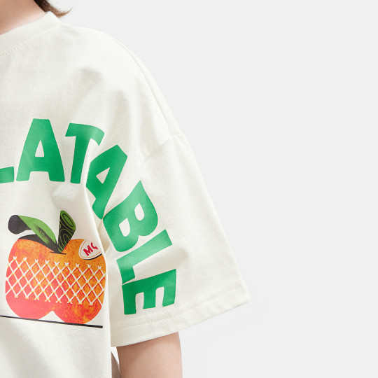 MQD童装男童学院风纯棉短袖T恤25夏新款儿童撞色卡通印花体恤