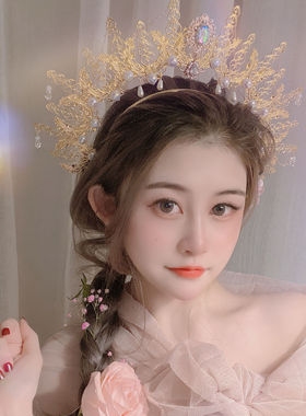圣母光环金色汉服洛丽塔皇冠头饰
