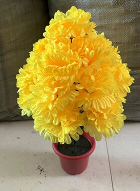 天堂清明节仿真花塑料花清明假花清明节橙色混色16头大地菊.菊花
