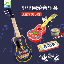 French DJECO childrens simulation instrument Yukri Guitar Early Teach Musical Enlightenment Toys Small Drum Electronic
