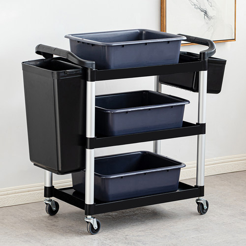 酒店收餐车商用多功能餐厅送餐推车塑料移动饭店三层收碗车手推车