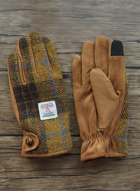 harristweed情侣羊毛挂绳手套