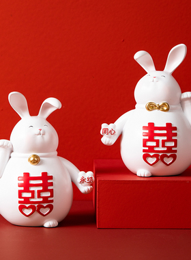 喜爱可爱好运的结婚送礼兔子摆件