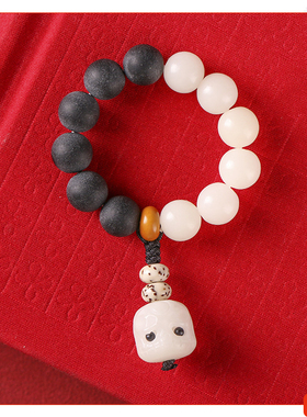 国风小清新黑白配色菩提石头手捻