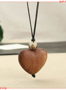 简约情侣款木雕刻桃心爱心毛衣链